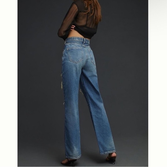 Anthropologie NWT Joey High-Rise Straight jeans Ripped thrashed Distressed - Picture 2 of 6